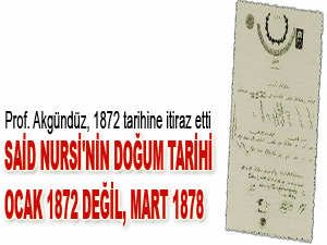 Akgündüz: Said Nursinin doğum tarihi Mart 1878